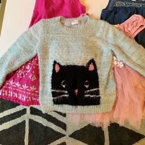 3 dresses, cat sweater, 1 lacey top